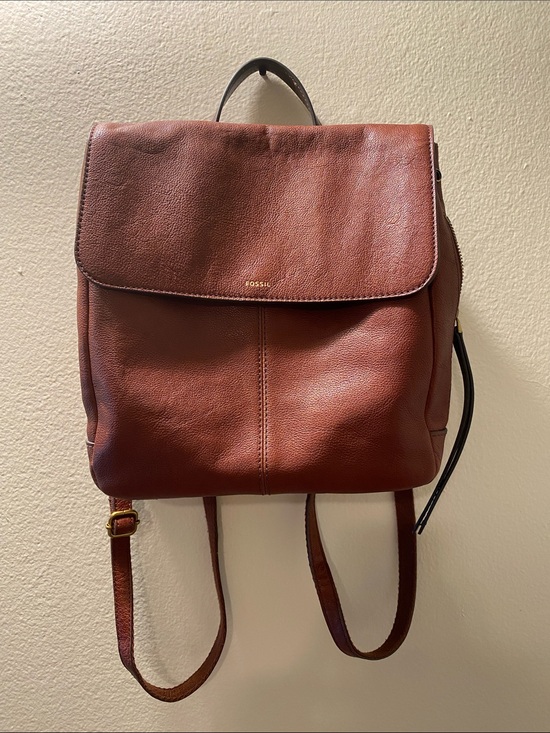 Fossil Handbags - Fossil Chestnut Leather Backpack
